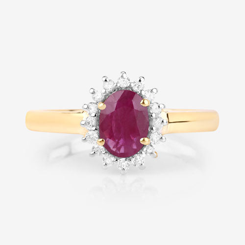 1.01 Carat Ruby and Diamond 10K Yellow Gold Engagement Ring