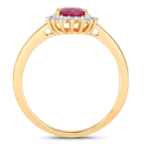 1.01 Carat Ruby and Diamond 10K Yellow Gold Engagement Ring