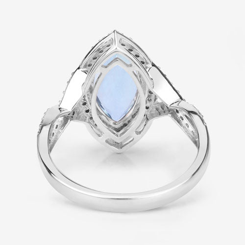 Bague de fiançailles en or blanc 14K avec aquamarine et diamants de 2,24 carats