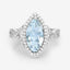 Bague de fiançailles en or blanc 14K avec aquamarine et diamants de 2,24 carats