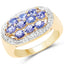 Anillo de Clúster de Tanzanita Baño de Oro Amarillo de 14K en Plata Esterlina