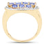 Anillo de Clúster de Tanzanita Baño de Oro Amarillo de 14K en Plata Esterlina
