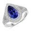Bague en Or Blanc 14K avec Tanzanite et Diamants de 2,60 Carats