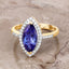 Bague en or jaune 14K avec tanzanite et diamants de 2,33 carats