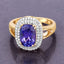 3.33 Carat Genuine Tanzanite and White Diamond 14K Yellow Gold Ring