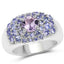 2.43 Carat Genuine Amethyst and Tanzanite Sterling Silver Ring
