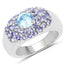 Bague en argent sterling avec topaze bleue et tanzanite de 2,78 carats