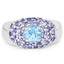 Bague en argent sterling avec topaze bleue et tanzanite de 2,78 carats