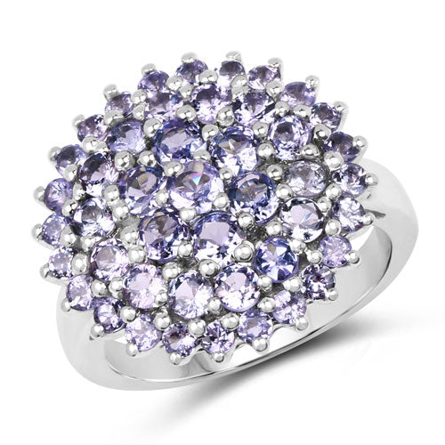 Bague de fiançailles en argent sterling avec tanzanite véritable de 2,52 carats