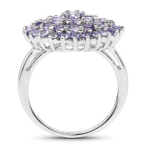 Bague de fiançailles en argent sterling avec tanzanite véritable de 2,52 carats