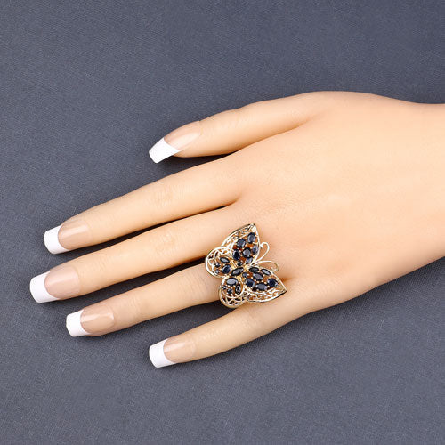 Anillo de Compromiso de Zafiro Azul de 2.86 Quilates y Plata de Ley