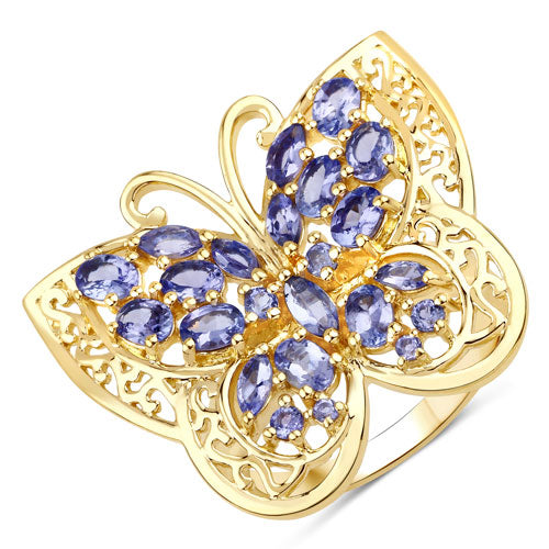 Bague de fiançailles en argent sterling avec tanzanite véritable de 2,50 carats