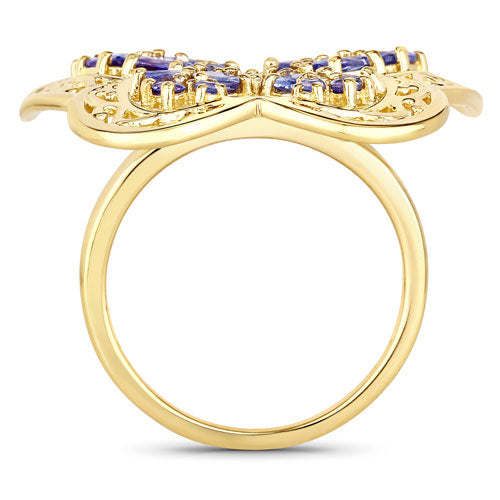 Bague de fiançailles en argent sterling avec tanzanite véritable de 2,50 carats
