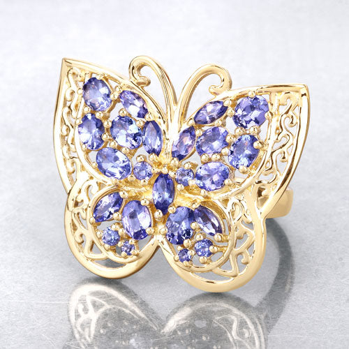 Bague de fiançailles en argent sterling avec tanzanite véritable de 2,50 carats