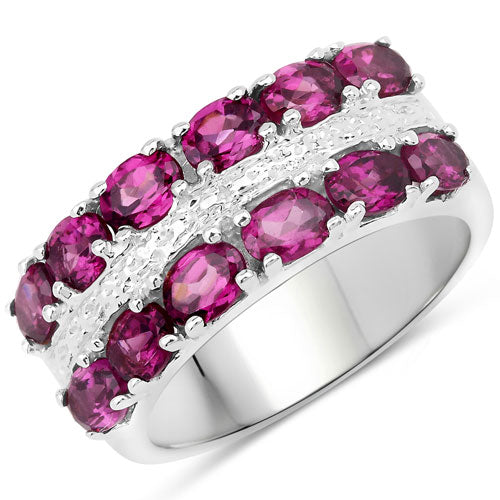 2.53 Carat Rhodolite Garnet & White Topaz Sterling Silver Ring