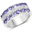 Bague en argent sterling avec tanzanite et topaze blanche de 2,05 carats