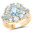 14K Yellow Gold Plated Blue Topaz Floral Ring