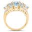 14K Yellow Gold Plated Blue Topaz Floral Ring