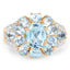 14K Yellow Gold Plated Blue Topaz Floral Ring