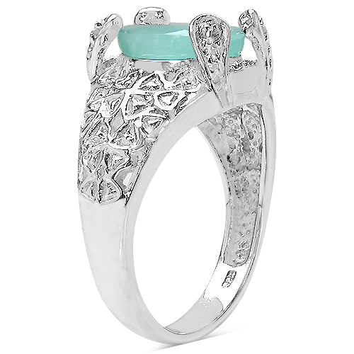 Bague en argent sterling avec émeraude véritable de 2,52 carats et topaze blanche