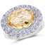 5.78 Carat Genuine Citrine and Tanzanite Sterling Silver Ring