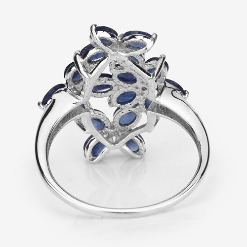 3.40 Carat Genuine Blue Sapphire Sterling Silver Engagement Ring