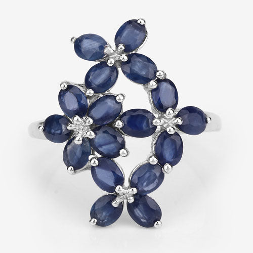 3.40 Carat Genuine Blue Sapphire Sterling Silver Engagement Ring