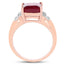 Bague en argent sterling plaqué or rose 14K avec rubis et topaze blanche