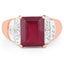 Bague en argent sterling plaqué or rose 14K avec rubis et topaze blanche