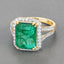 Bague en Or 14K avec Émeraude Zambienne et Diamants Certifiés IGI de 6,96 Carats