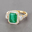 Bague en Or 14K avec Émeraude Zambienne et Diamants Certifiés IGI de 2,87 Carats