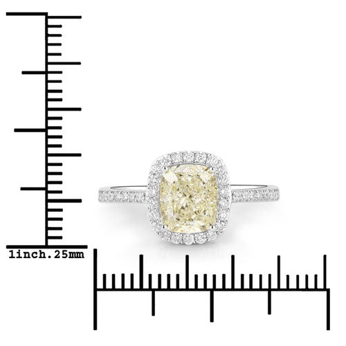 Bague de fiançailles en diamant jaune clair de 2,05 carats certifiée IGI