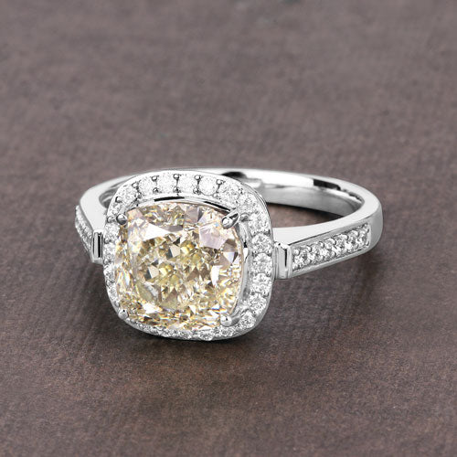 IGI Certified 4.02 Carat Light Yellow Diamond Engagement Ring