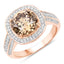 Anillo de Diamante Marrón de 3.01 Quilates Certificado IGI y Diamante Blanco de 0.52cttw en Oro Rosa
