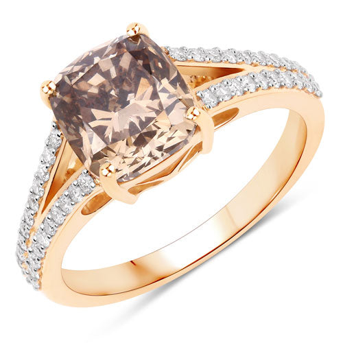 IGI Certified 3.03 Carat Brown Diamond Engagement Ring in 18K Yellow Gold