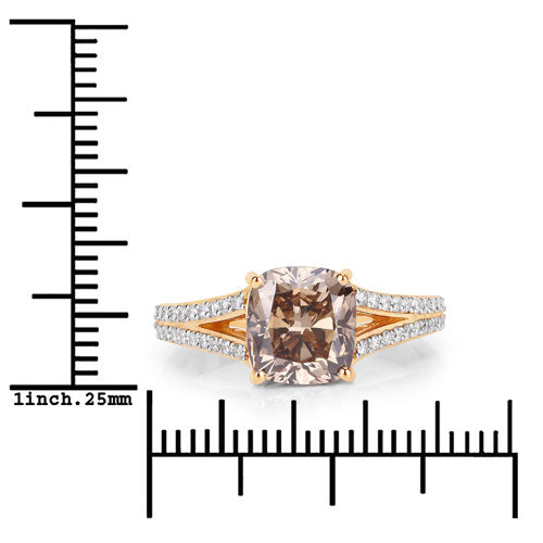 IGI Certified 3.03 Carat Brown Diamond Engagement Ring in 18K Yellow Gold
