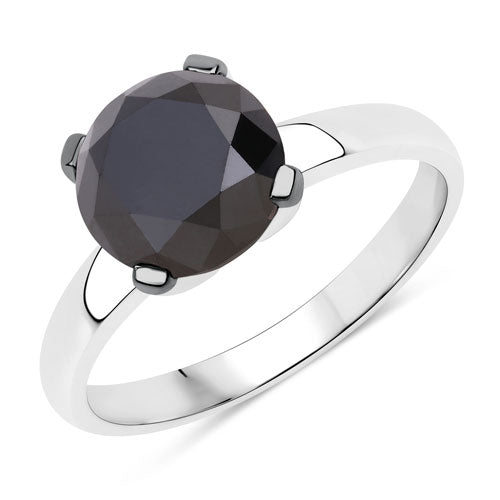 3.00 Carat Genuine Black Diamond 14K White Gold Engagement Ring