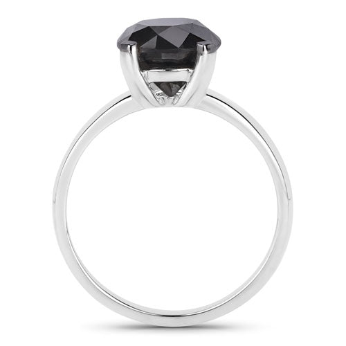 3.00 Carat Genuine Black Diamond 14K White Gold Engagement Ring