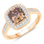 IGI Certified 2.19 Carat Brown Diamond & White Diamond 18K Gold Ring