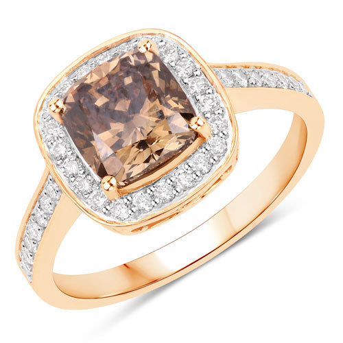 IGI Certified 2.19 Carat Brown Diamond & White Diamond 18K Gold Ring
