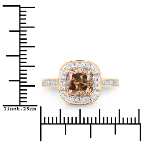 IGI Certified 2.19 Carat Brown Diamond & White Diamond 18K Gold Ring