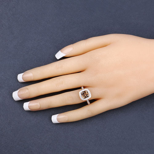 IGI Certified 2.19 Carat Brown Diamond & White Diamond 18K Gold Ring