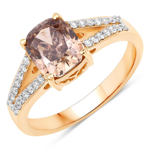 IGI Certified 2.02 Carat Brown Diamond Engagement Ring in 18K Yellow Gold