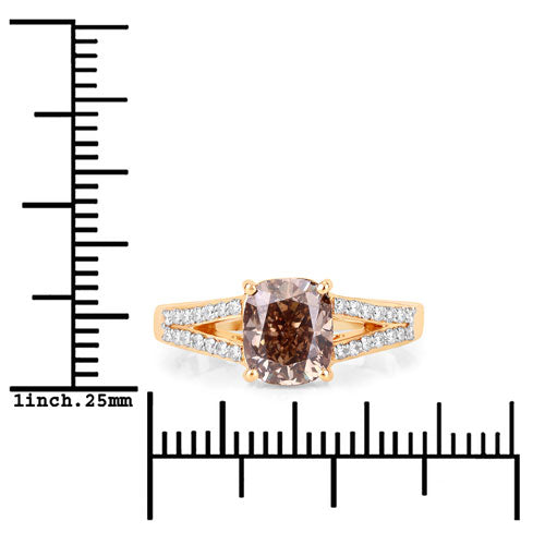 IGI Certified 2.02 Carat Brown Diamond Engagement Ring in 18K Yellow Gold