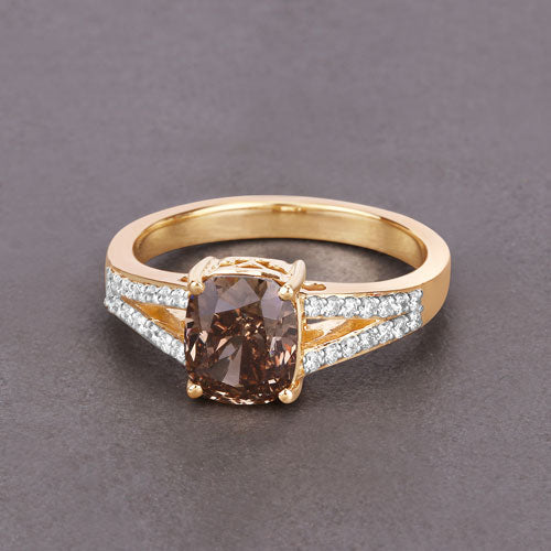 IGI Certified 2.02 Carat Brown Diamond Engagement Ring in 18K Yellow Gold