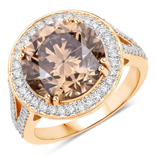 Anillo de Compromiso de Diamante Marrón Certificado IGI de 7.07 Quilates en Oro Amarillo de 18K