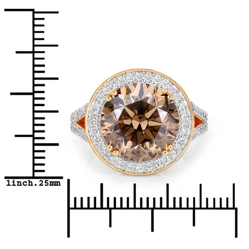 Anillo de Compromiso de Diamante Marrón Certificado IGI de 7.07 Quilates en Oro Amarillo de 18K