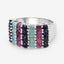 3.40 Carat Emerald, Ruby & Black Sapphire Sterling Silver Ring