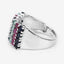 3.40 Carat Emerald, Ruby & Black Sapphire Sterling Silver Ring