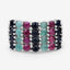 3.40 Carat Emerald, Ruby & Black Sapphire Sterling Silver Ring